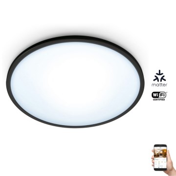 WiZ - Plafonnier LED à intensité variable SUPERSLIM LED/16W/230V 2700-6500K Wi-Fi noir
