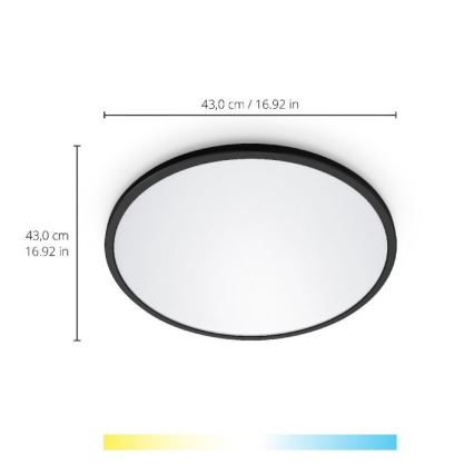WiZ - Plafonnier LED à intensité variable SUPERSLIM LED/22W/230V 2700-6500K Wi-Fi noir