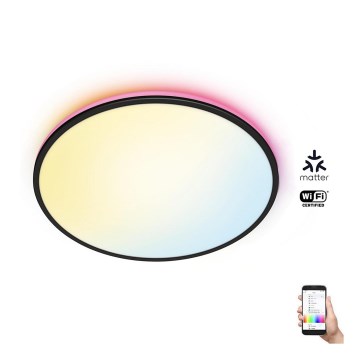 WiZ - Plafonnier LED RVBW à intensité variable RUNE LED/21W/230V 2200-6500K Wi-Fi noir