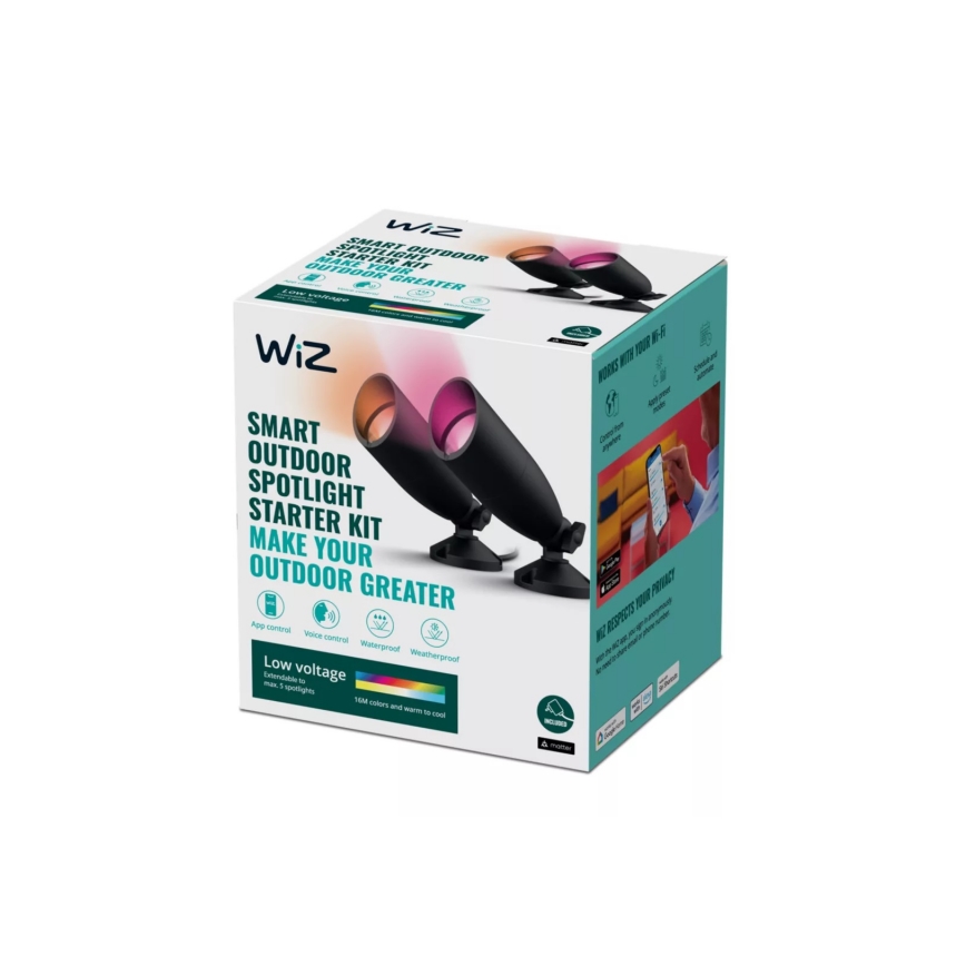 WiZ -SET 2x LED RGBW Faretto da esterno dimmerabile SPOT LED/10W/230V 2700-5000K IP65 Wi-Fi