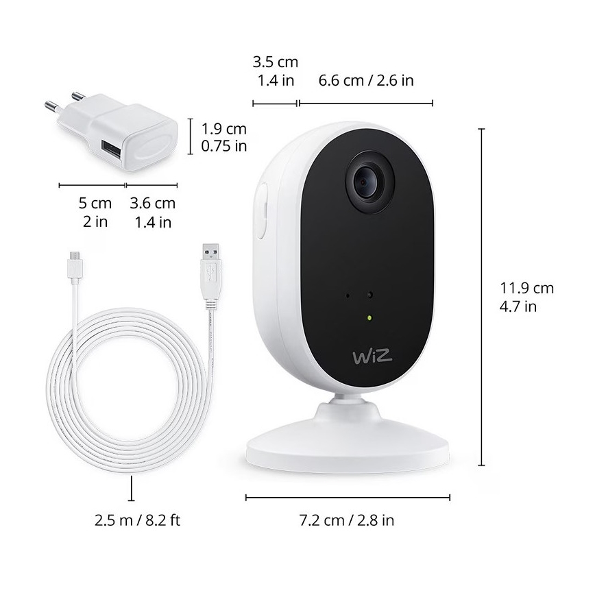 WiZ - Set per monitoring the household: 1x camera + 3x LED RGB lampadina A60 E27/8,5W/230V Wi-Fi