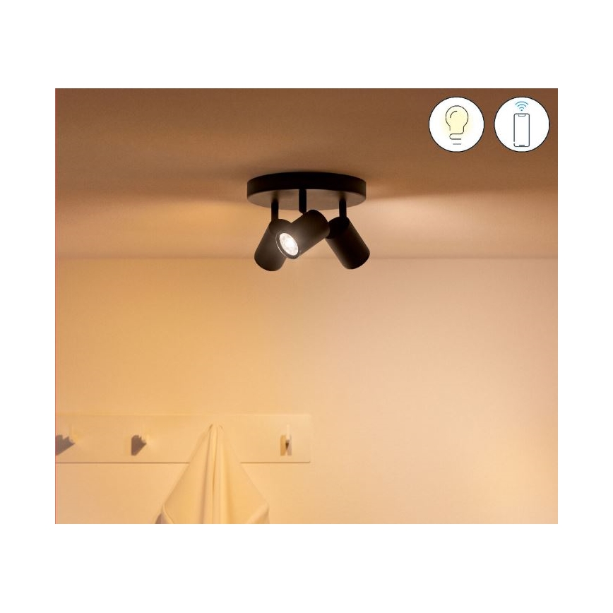 WiZ - Spot LED RVBW à intensité variable IMAGEO 3xGU10/4,9W/230V 2200-6500K Wi-Fi CRI 90 noir