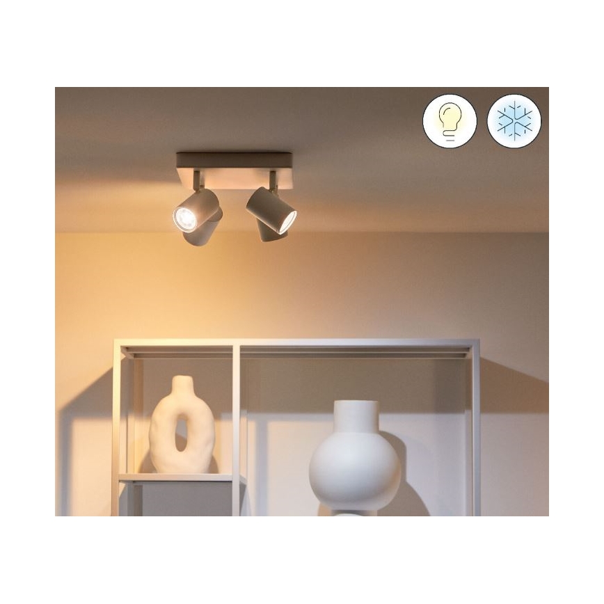 WiZ - Spot LED RVBW à intensité variable IMAGEO 4xGU10/4,9W/230V 2200-6500K Wi-Fi CRI 90 blanc