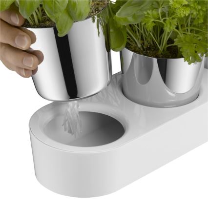 WMF - Selbstbewässernder Kräutertopf 3 Stk. GOURMET weiß/Edelstahl