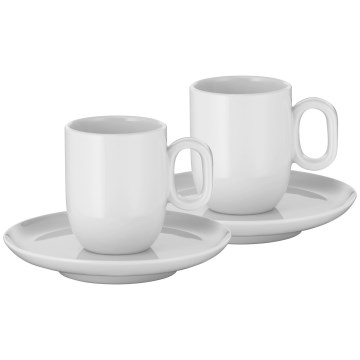 WMF - SET 2x Tazza da espresso con piattino BARISTA bianco