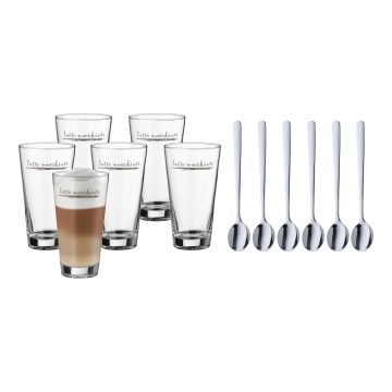 WMF - Set di bicchieri e cucchiai per latte macchiato CLEVER & MORE 6 pz