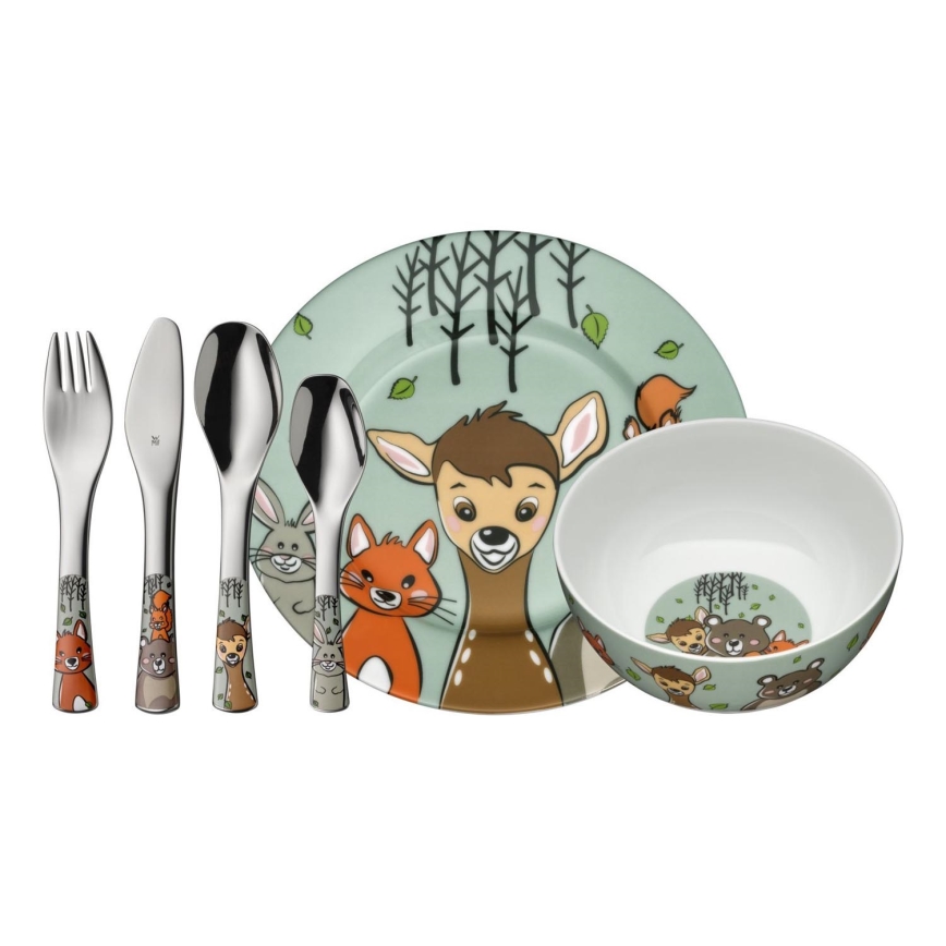WMF - Set di stoviglie e posate per bambini FOREST FRIENDS 6pz