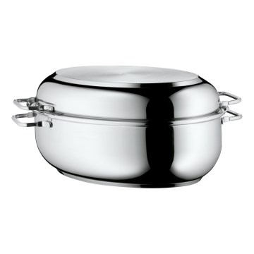 WMF - Teglia ovale con coperchio 41x28,5 x18 cm in acciaio inox