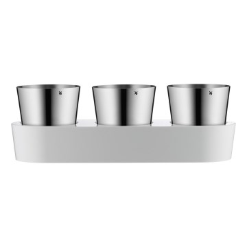 WMF - Vaso per erbe aromatiche autoinnaffiante 3pz GOURMET bianco/acciaio inossidabile
