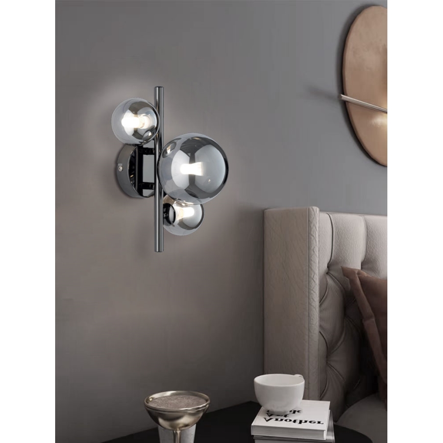 Wofi 4014.03.24.9000 - Applique a LED VILLA 3xG9/3W/230V nero/cromo lucido
