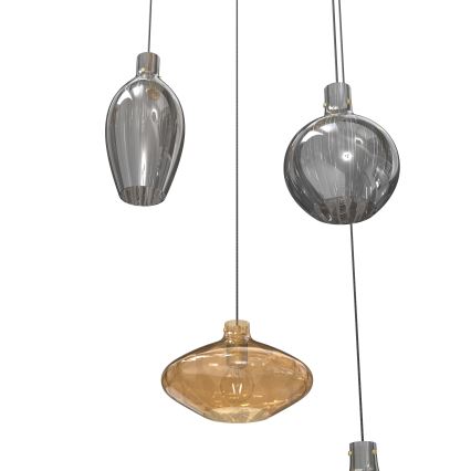 Wofi 5005-501 - Lampadario a sospensione con filo ROUEN 5xE14/40W/230V oro/grigio