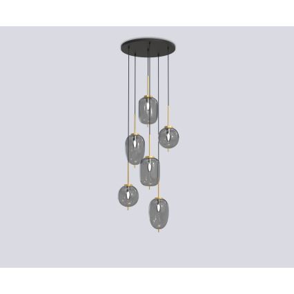 Wofi 5007-502 - Suspension filaire BELLEVILLE 6xE14/40W/230V noir/doré