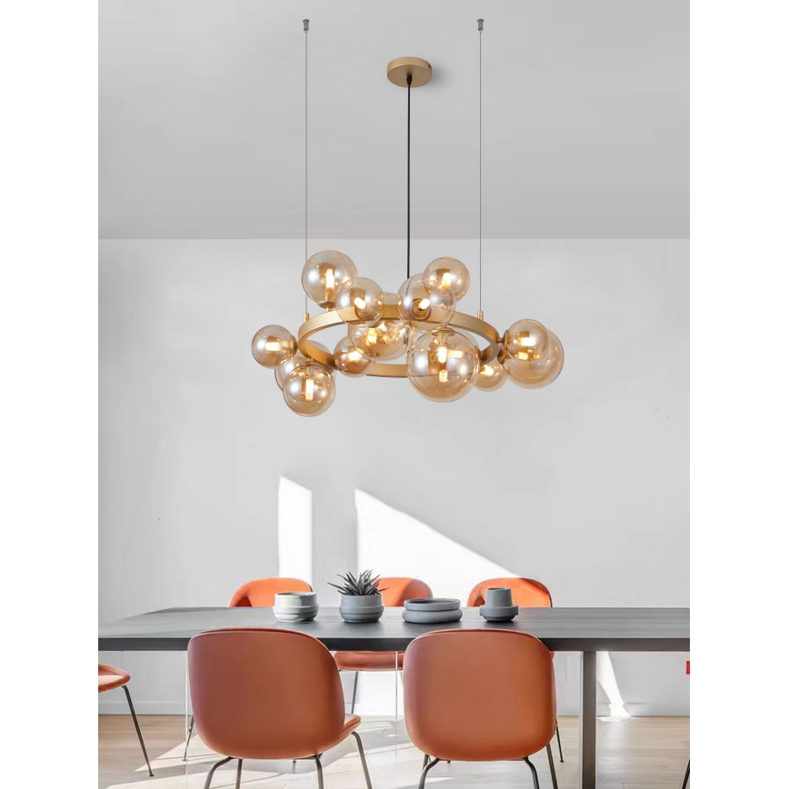 Wofi 5014-1501W - Lampadario LED a sospensione con filo VILLA 15xG9/3W/230V oro