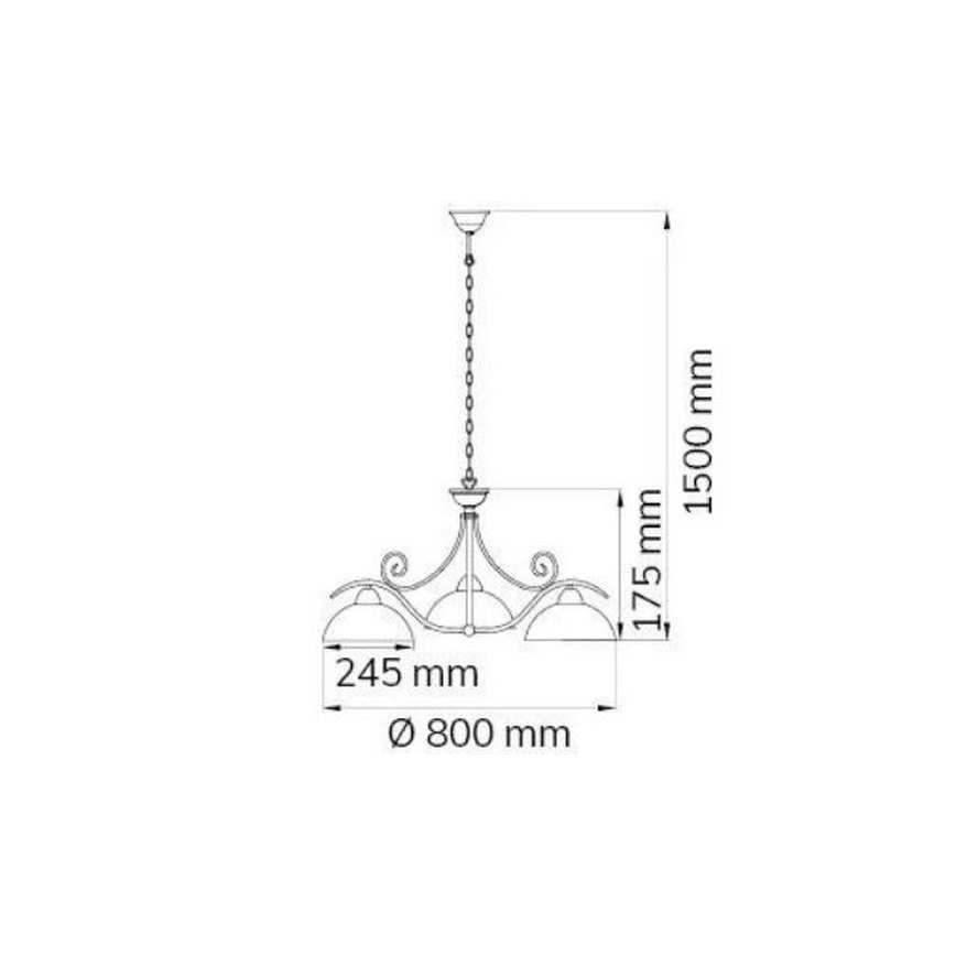 Wofi 5128.03.09.0000 - Lampadario a sospensione con catena LACCHINO 3xE27/60W/230V