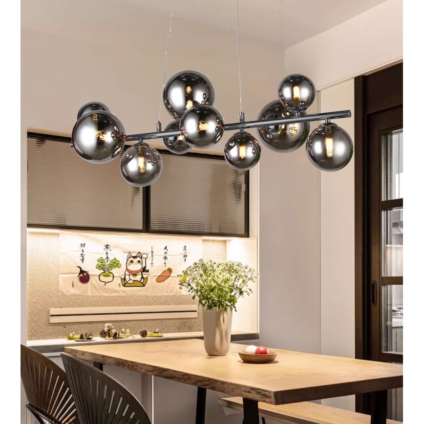 Wofi 6014.10.24.9000 - Lampadario LED a sospensione con filo VILLA 10xG9/3W/230V nero/cromo lucido