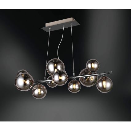 Wofi 6014.10.24.9000 - Lampadario LED a sospensione con filo VILLA 10xG9/3W/230V nero/cromo lucido