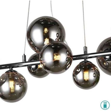 Wofi 6014.10.24.9000 - Lampadario LED a sospensione con filo VILLA 10xG9/3W/230V nero/cromo lucido