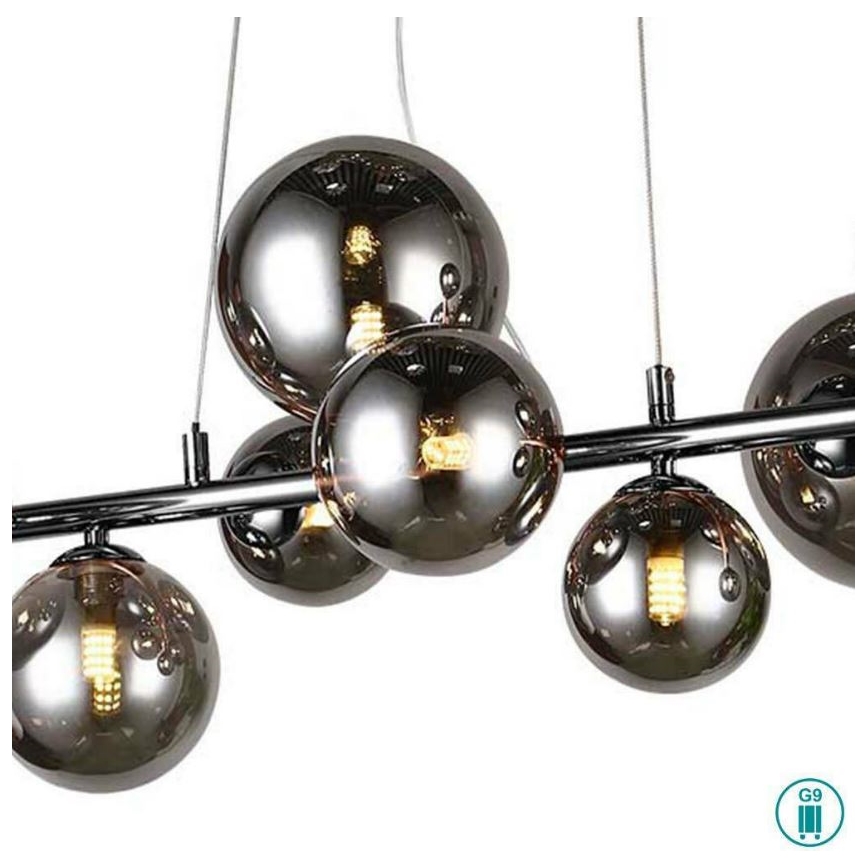 Wofi 6014.10.24.9000 - Lampadario LED a sospensione con filo VILLA 10xG9/3W/230V nero/cromo lucido