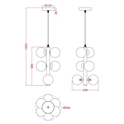 Wofi 6014-601W - Lampadario LED a sospensione con filo VILLA 6xG9/3W/230V oro