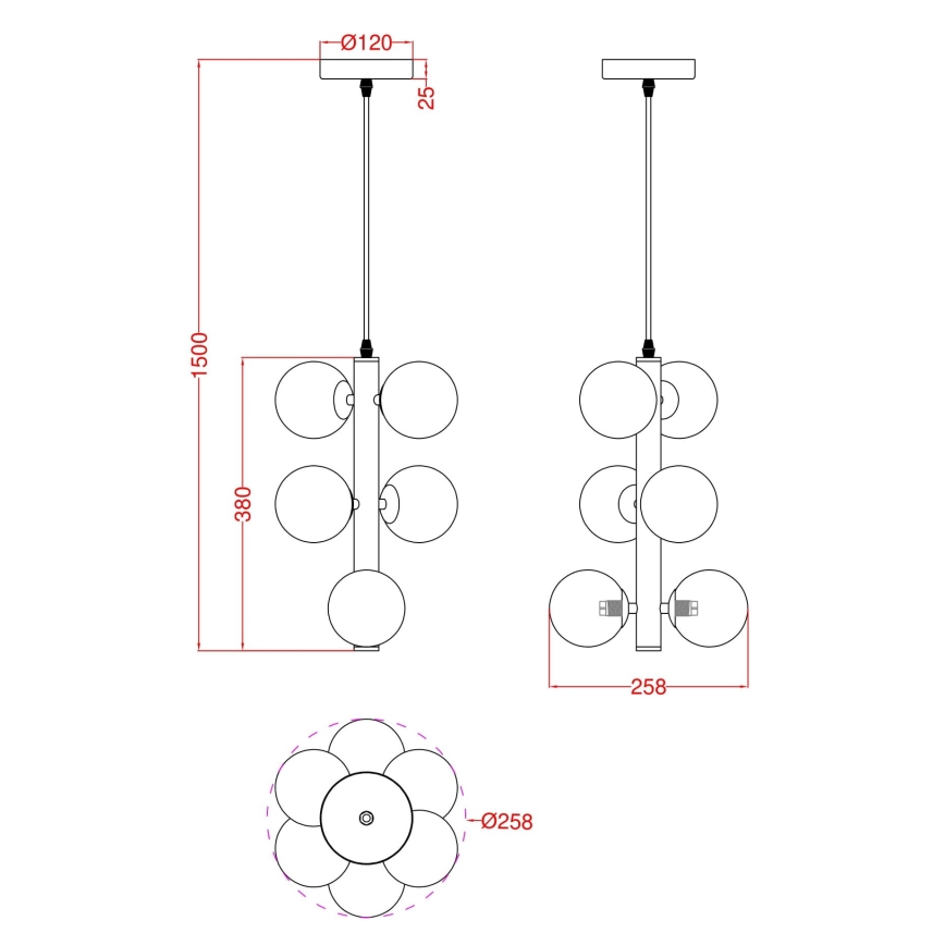 Wofi 6014-601W - Lampadario LED a sospensione con filo VILLA 6xG9/3W/230V oro