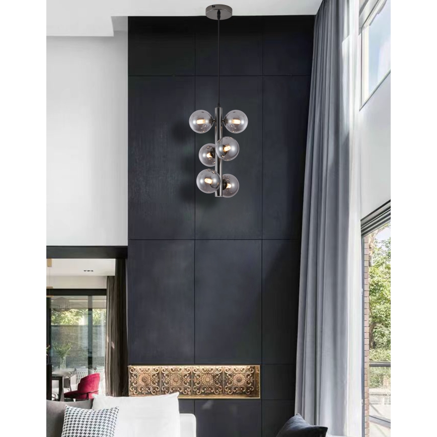 Wofi 6014-605W - Lampadario LED a sospensione con filo VILLA 6xG9/3W/230V nero