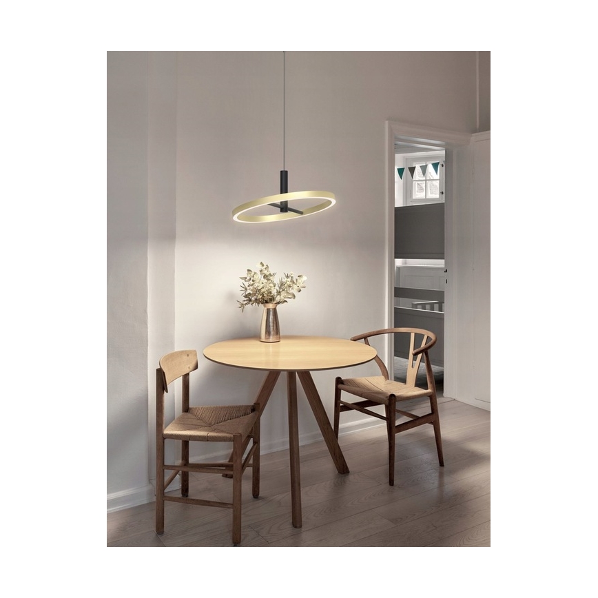 Wofi 6016-104L - Lampadario dimmerabile a sospensione con cavo BREST LED/19W/230V Ø 42 cm nero/oro