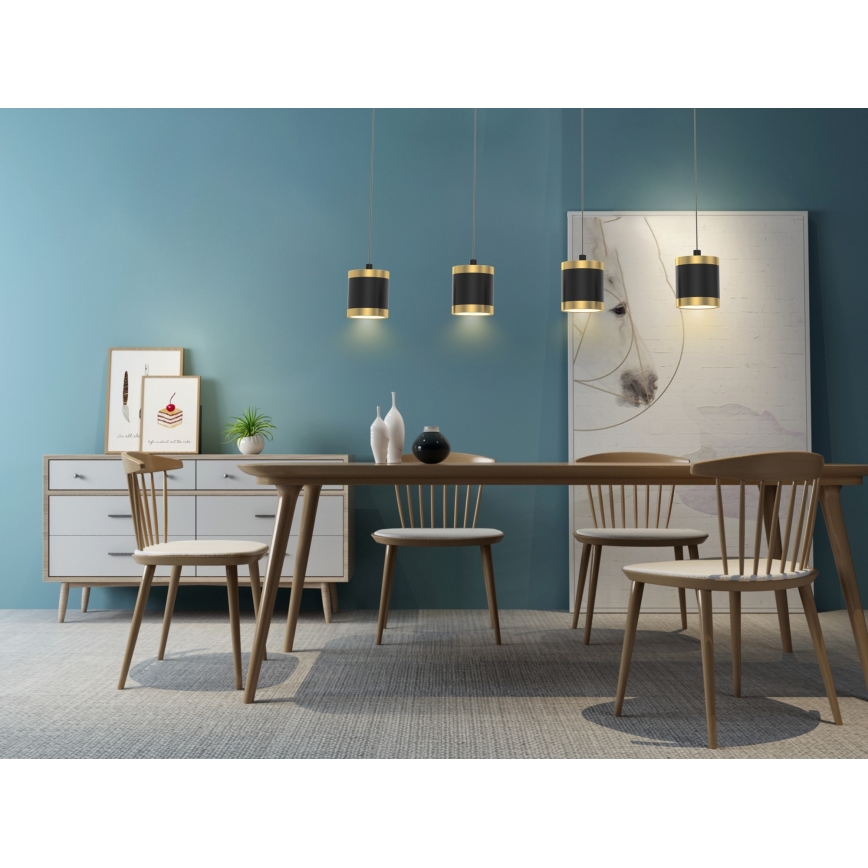Wofi 7003-404 - dimmbare LED-Pendelleuchte an Kabel TOULOUSE 4xLED/8,5W/230V schwarz/gold
