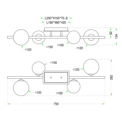 Wofi 7014-405W - Lampadario a plafone LED VILLA 4xG9/3W/230V nero