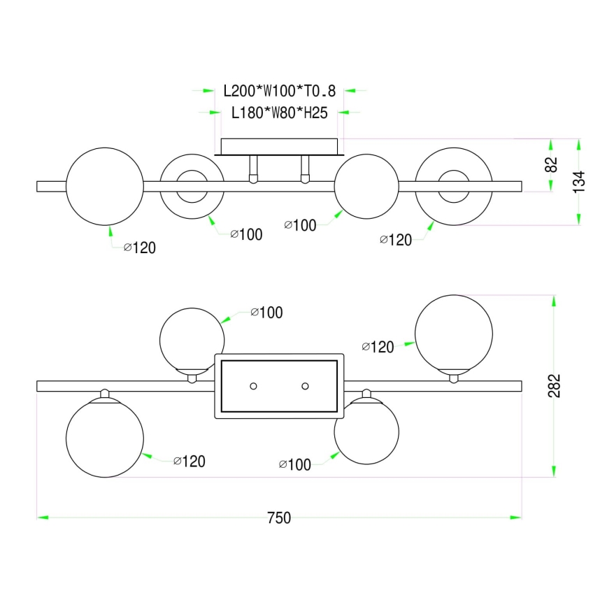 Wofi 7014-405W - Lampadario a plafone LED VILLA 4xG9/3W/230V nero