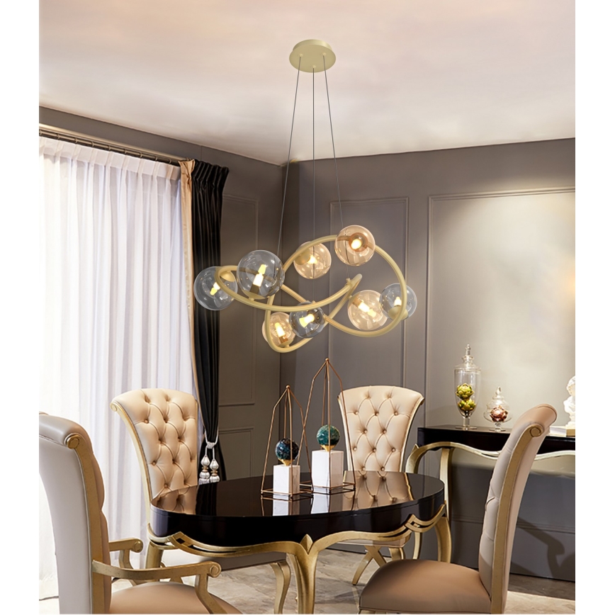 Wofi 7014-804 - Lampadario LED a sospensione con filo NANCY 8xG9/3,5W/230V oro/grigio