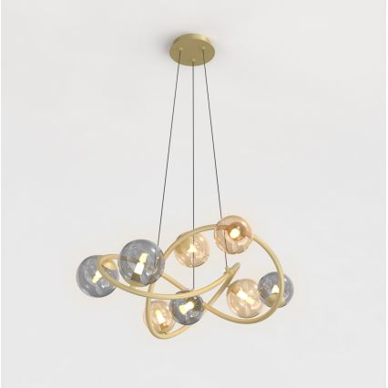 Wofi 7014-804 - Lampadario LED a sospensione con filo NANCY 8xG9/3,5W/230V oro/grigio