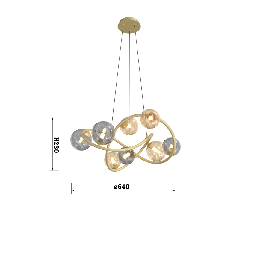 Wofi 7014-804 - Lampadario LED a sospensione con filo NANCY 8xG9/3,5W/230V oro/grigio