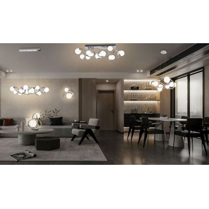 Wofi 7014-807 - Lampadario LED a sospensione con filo NANCY 8xG9/3,5W/230V cromo lucido