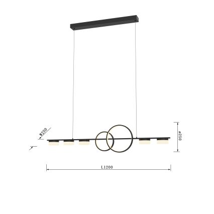 Wofi 7030-702 - Dimmbare LED-Hängeleuchte an Schnur MESSINA LED/57W/230V schwarz
