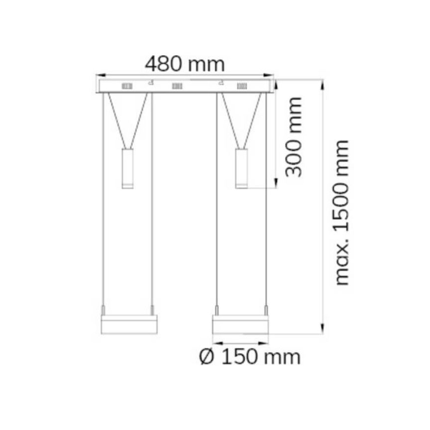 Wofi 7263.04.54.6000 - Lampadario a sospensione con filo LED dimmerabile JETTE 2xLED/7,5W/230V + 2xLED/1W