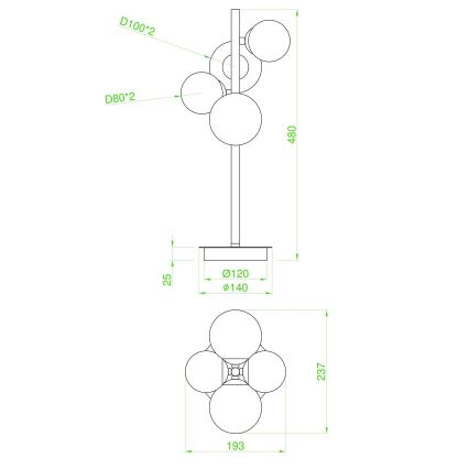 Wofi 8014.04.24.9000 - Lampada da tavolo LED VILLA 4xG9/3W/230V nero
