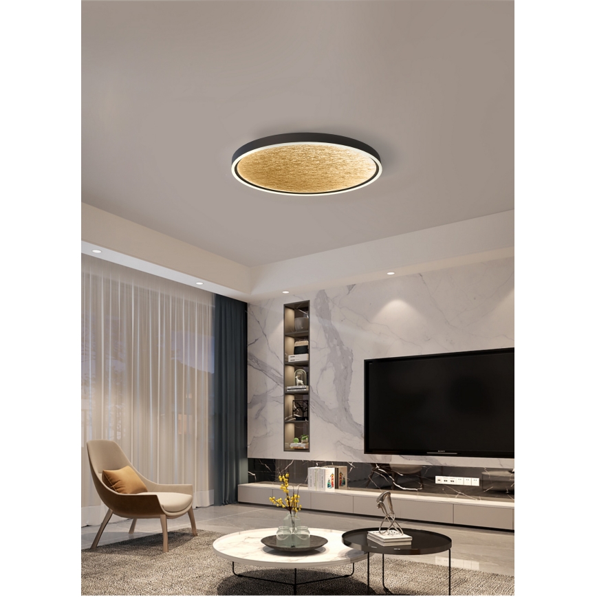 Wofi 9002-104L - Plafonnier à intensité variable LED BORDEAUX LED/60W/230V noir/doré