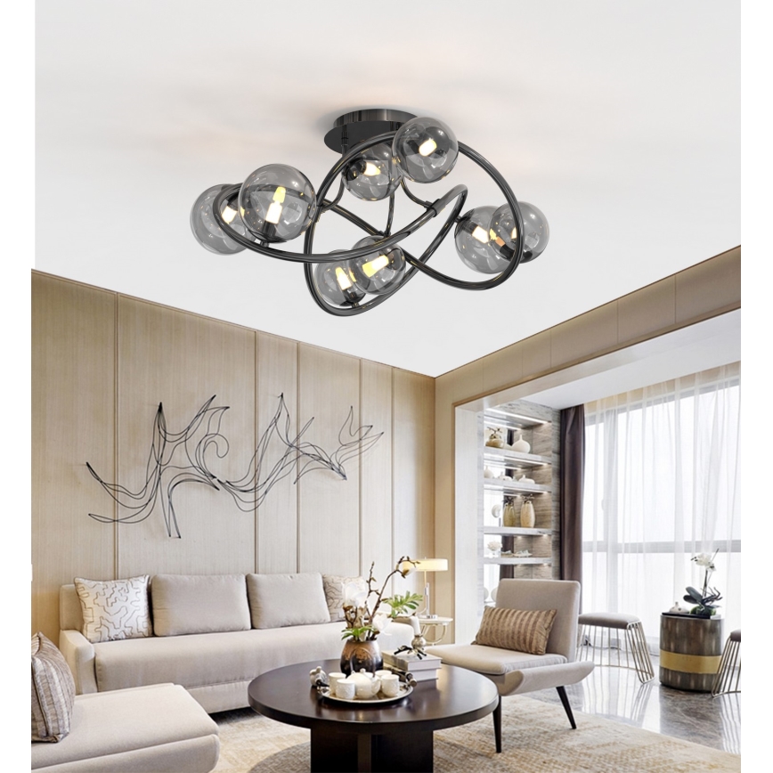 Wofi 9014-805 - Lampadario a plafone LED NANCY 8xG9/3,5W/230V nero/cromo lucido