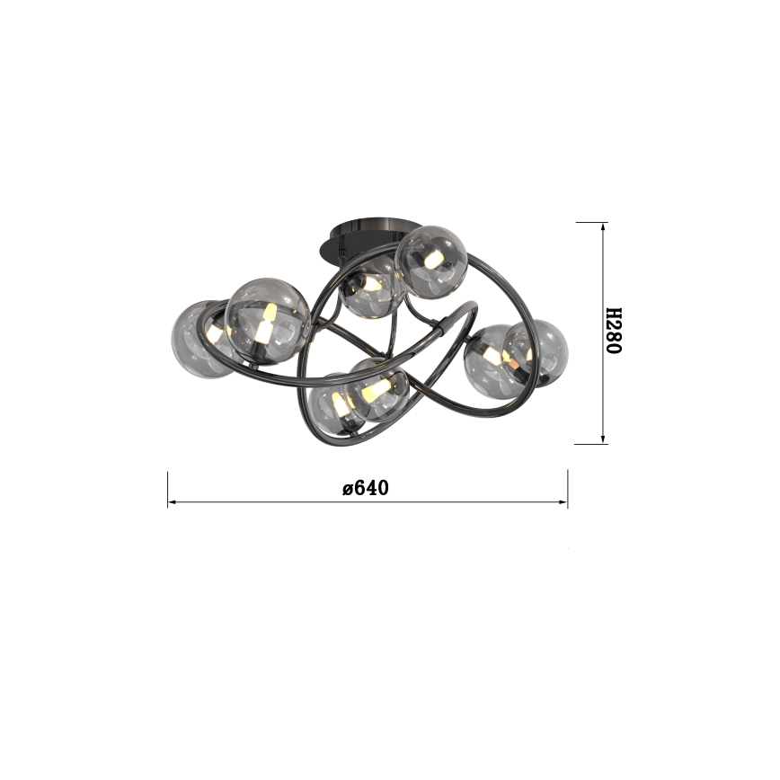 Wofi 9014-805 - Lampadario a plafone LED NANCY 8xG9/3,5W/230V nero/cromo lucido
