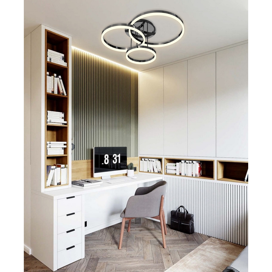 Wofi 9049-405 - Lampadario a plafone LED dimmerabile PERPIGNAN LED/51W/230V nero/cromo lucido