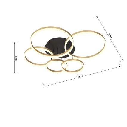 Wofi 9049-601 - Dimmbare LED-Aufbauleuchte PERPIGNAN LED/80W/230V golden