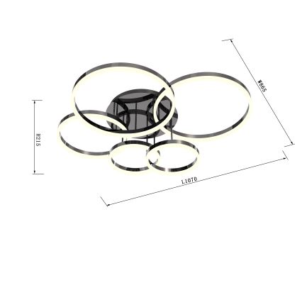 Wofi 9049-605 - Lampadario a plafone LED dimmerabile PERPIGNAN LED/80W/230V nero/cromo lucido
