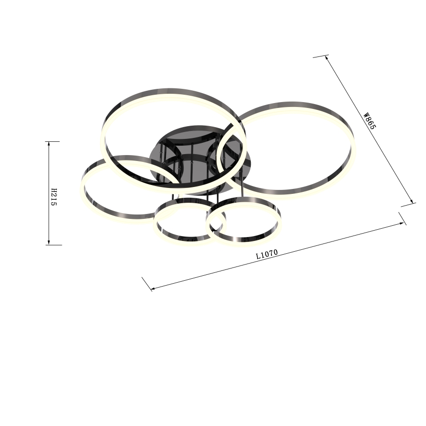 Wofi 9049-605 - Plafonnier à intensité variable PERPIGNAN LED/80W/230V noir/chrome brillant