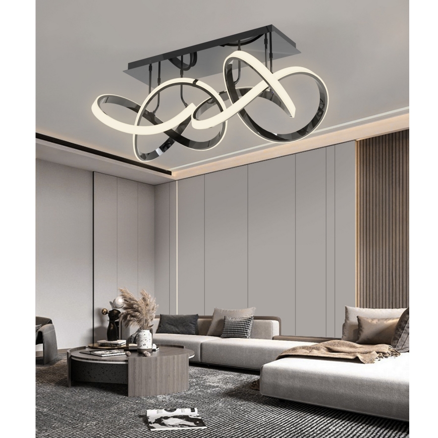 Wofi 9134-205 - Dimmbare LED-Anbauleuchte INDIGO LED/64W/230V schwarz/glänzendes Chrom