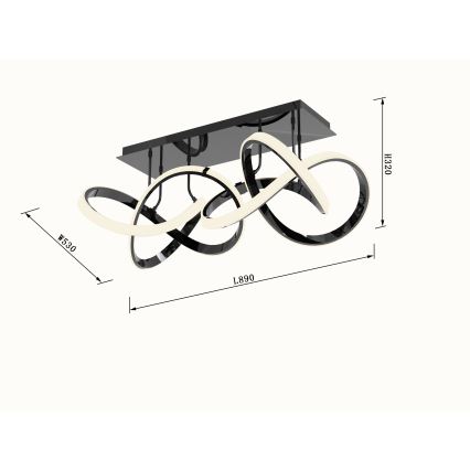 Wofi 9134-205 - Dimmbare LED-Anbauleuchte INDIGO LED/64W/230V schwarz/glänzendes Chrom
