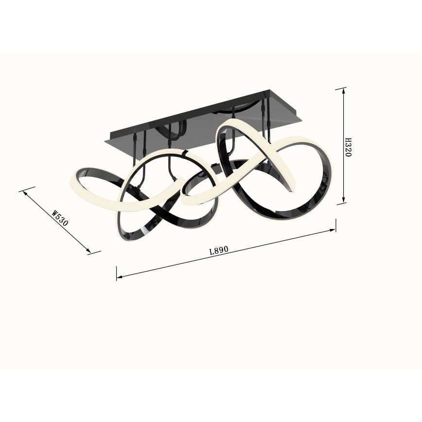 Wofi 9134-205 - Dimmbare LED-Anbauleuchte INDIGO LED/64W/230V schwarz/glänzendes Chrom