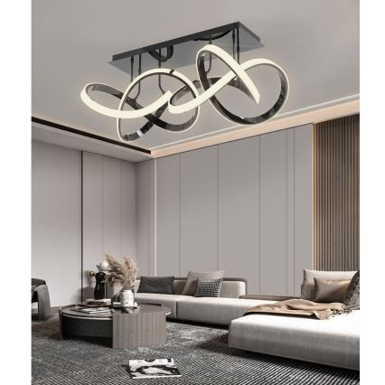 Wofi 9134-205 - Plafonnier à intensité variable INDIGO LED/64W/230V noir/chrome brillant