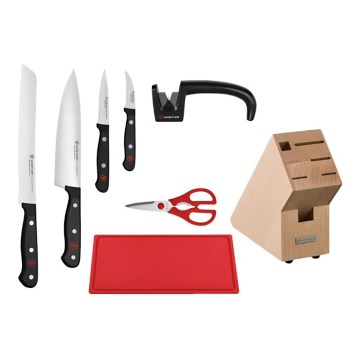 Wüsthof – 8-teiliges GOURMET Messerset im Messerblock mit Messerschärfer und Schneidebrett