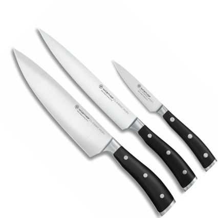Wüsthof - CLASSIC IKON 3-teiliges Küchenmesserset, schwarz