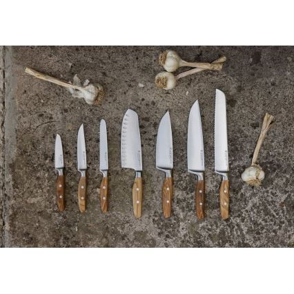 Wüsthof - Couteau de cuisine santoku AMICI 17 cm bois d'olivier